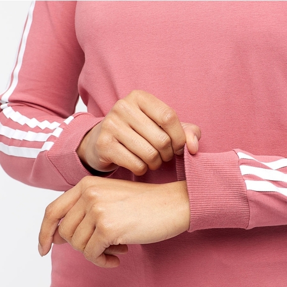 Adidas Originals Teen XXS Pink Trace Maroon 3 Stripes Long Sleeve Logo Shirt Top - Picture 4 of 10